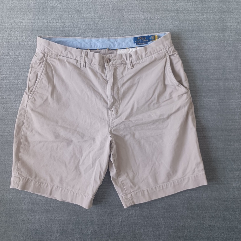 Polo Ralph Lauren Chino Short Mens 35 Beige 9" Inseam Classic Fit Stretch Casual